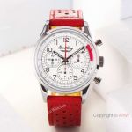 Swiss Made Breitling Top Time Ford Thunderbird White Arabic Red Leather Strap